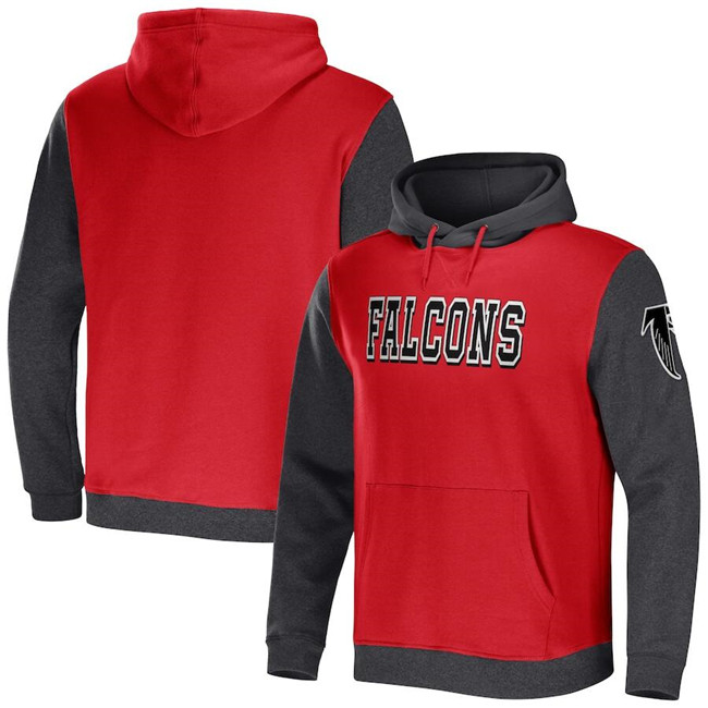 Men's Atlanta Falcons x Darius Rucker Collection Red/Charcoal Colorblock Pullover Hoodie